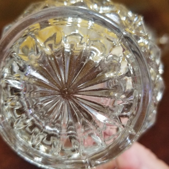 VINTAGE 50 MID CENTURY FISTORIA AMERICAN CUBED GLASS SUGAR BOWL & CREAMER SET - Picture 5 of 7